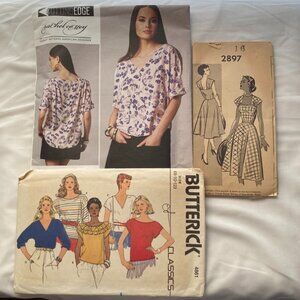 Lot of 3 sewing patterns for up to 34" bust